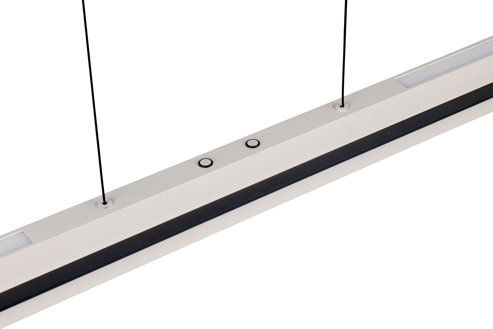 Trio Leuchten LED-hanglamp HÄNGELEUCHTE Moderne LED-hanglamp in zijaanzicht met een slank, rechthoekig ontwerp en twee ophangpunten.
