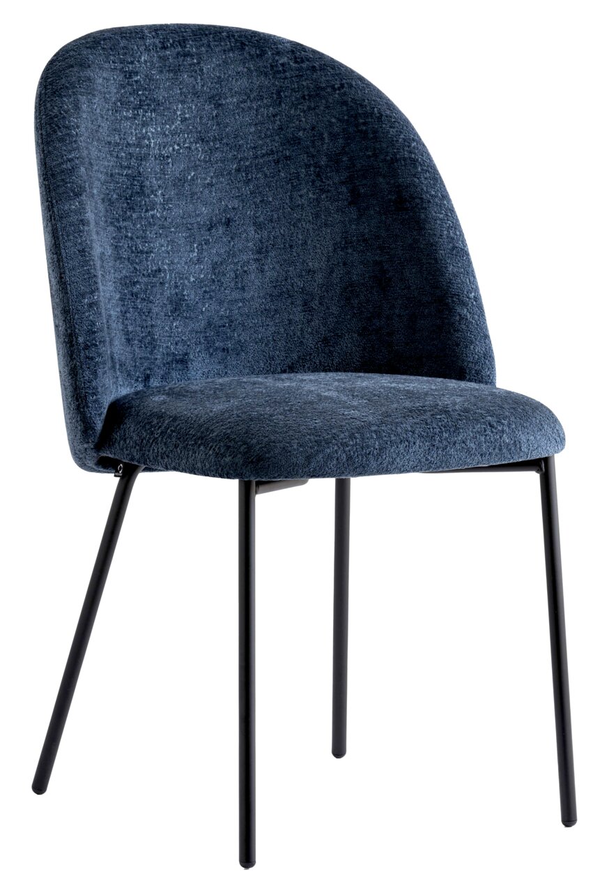 Connubia Stuhl TUKA MID Moderner blauer Stuhl mit gepolsterter Rückenlehne und Sitzfläche, seitliche Perspektive