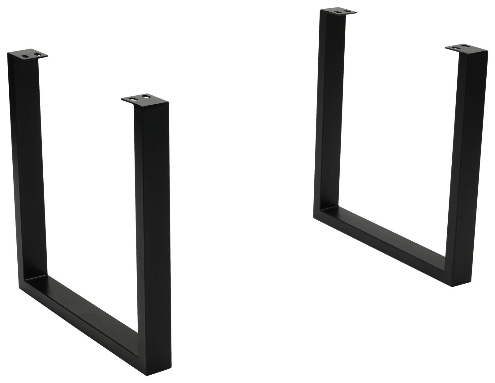 Schwarze Metalltischbeine in U-Form, seitliche Perspektive