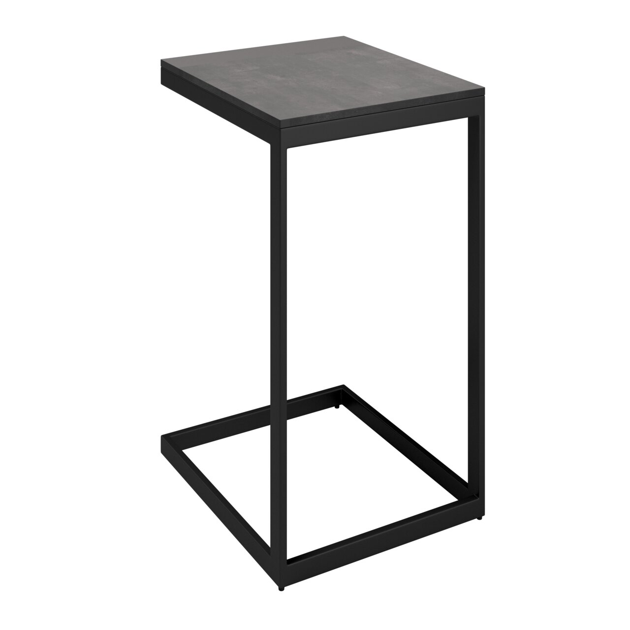 Amatio Beistelltisch GIRONA Moderner Beistelltisch mit schwarzem Metallrahmen und grauer Tischplatte, seitliche Perspektive