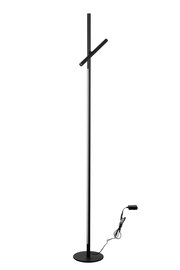 Schwarze LED-Stehleuchte mit modernem, schlankem Design, seitliche Ansicht