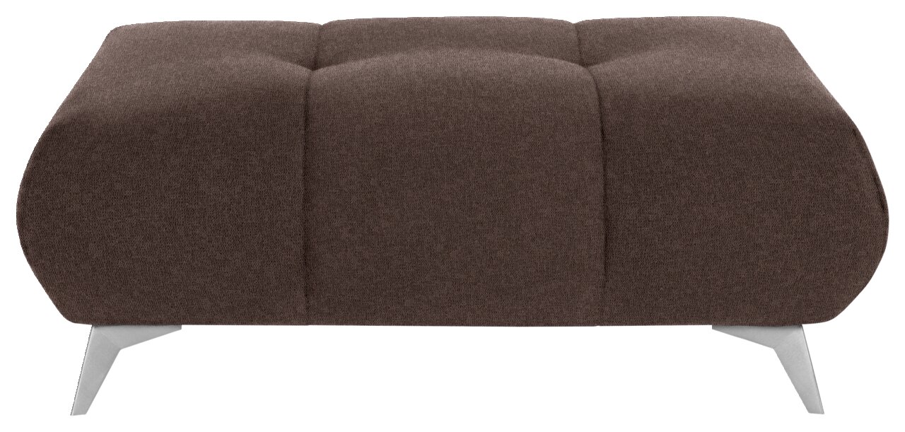 Hom´in Hockerbank FELLINI II. Braune Hockerbank mit gepolstertem Stoffbezug, seitliche Perspektive