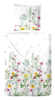 Bettwäsche-Set mit floralen Motiven und Bienen, Draufsicht
