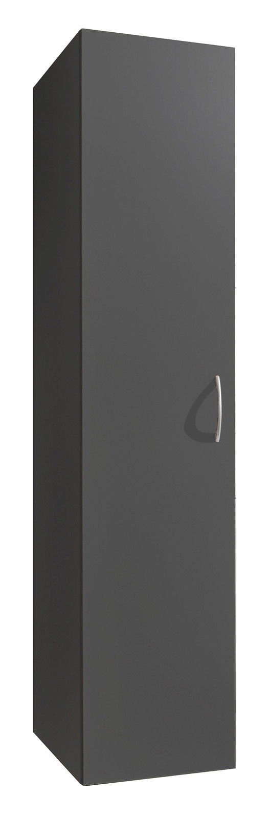 XORA Kleiderschrank MULTIRAUMKONZEPT Dunkelgrauer Kleiderschrank mit einer Tür und silbernem Griff, seitliche Perspektive