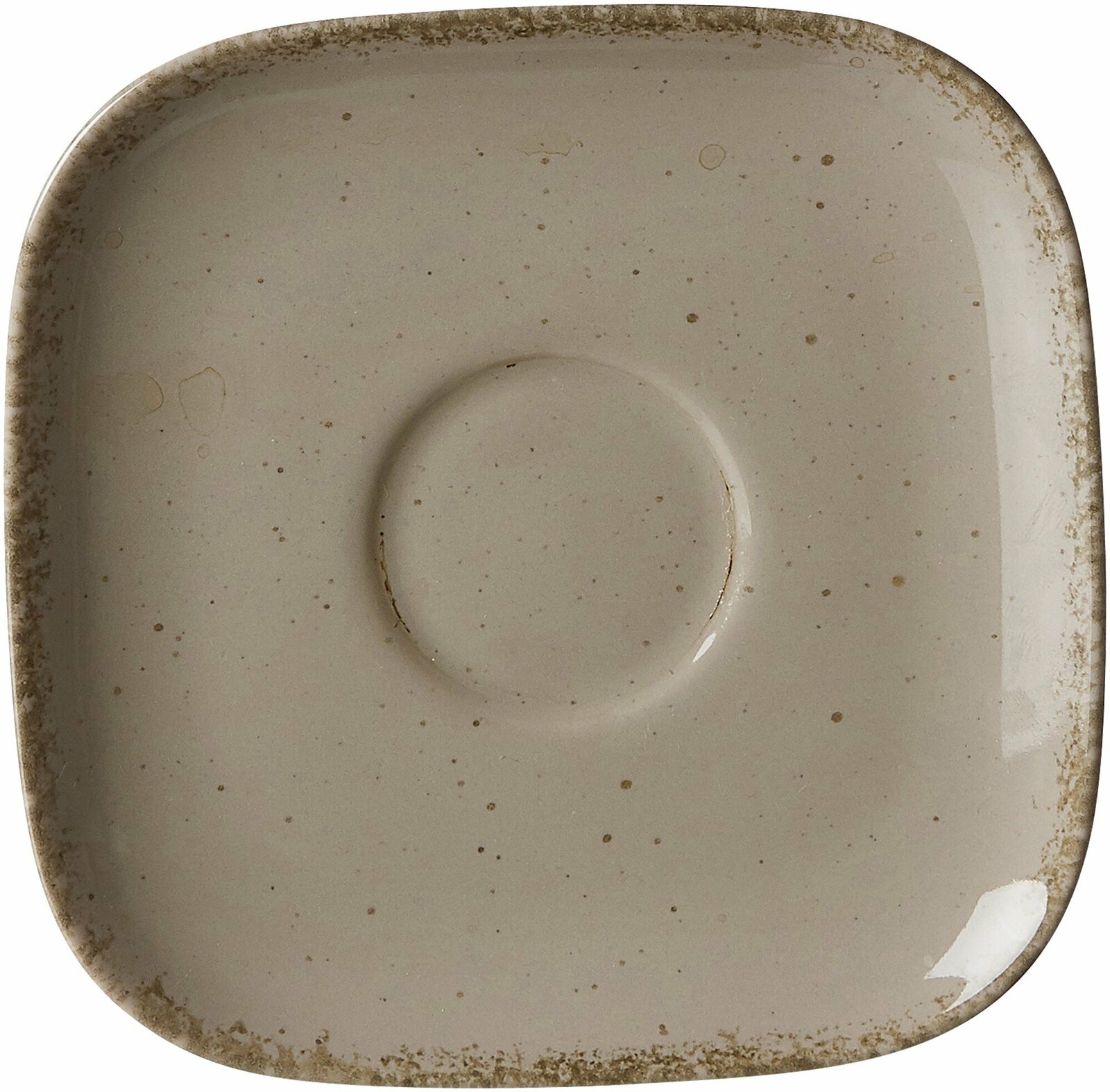 Ritzenhoff & Breker Untertasse CASA eckig braun Graue quadratische Untertasse mit abgerundeten Ecken und gesprenkeltem Design, Draufsicht