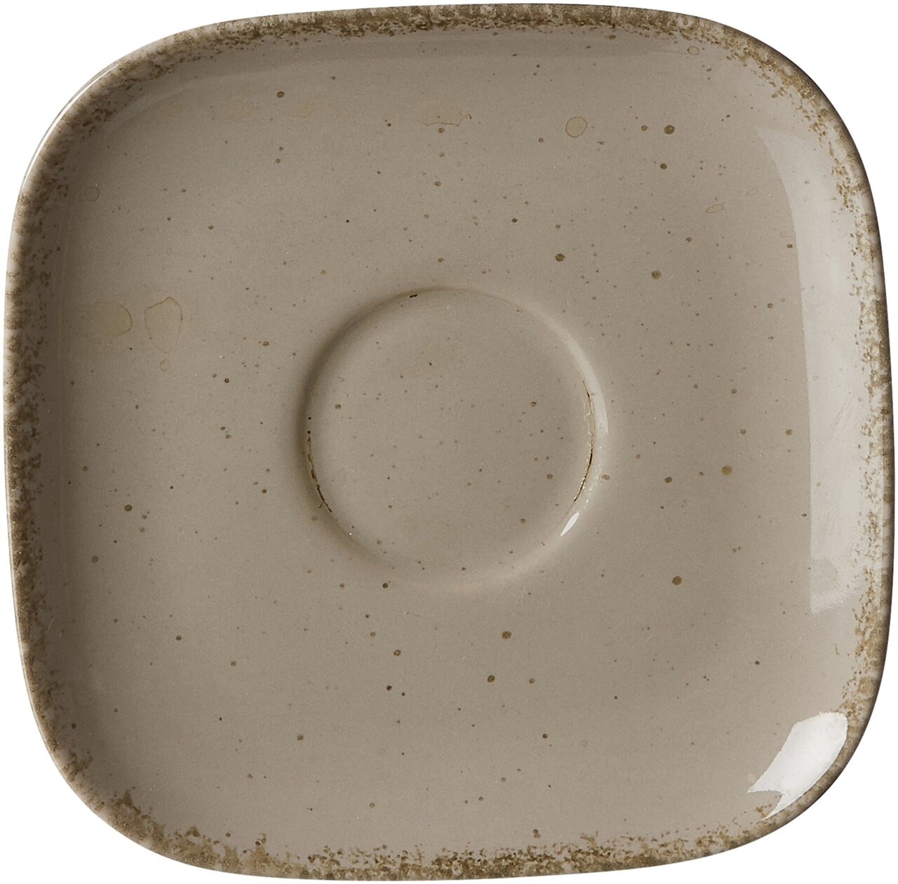 Ritzenhoff & Breker Untertasse CASA eckig braun Graue quadratische Untertasse mit abgerundeten Ecken und gesprenkeltem Design, Draufsicht