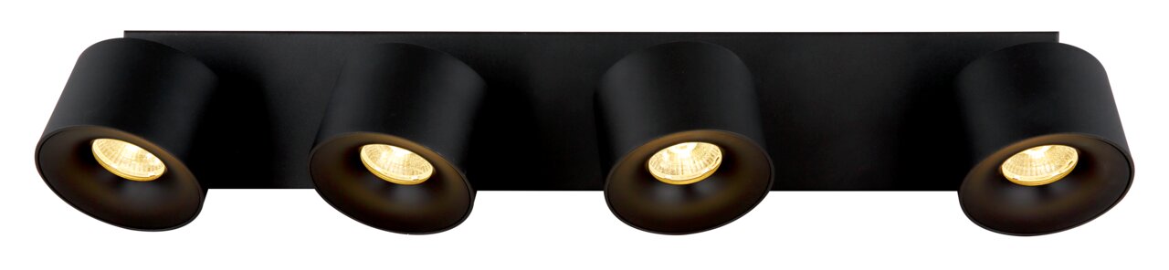 Vierfacher LED Strahler in schwarzem Gehäuse, Perspektive von vorne