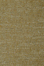 Nahaufnahme eines strukturierten, gewebten Stoffes in Gelb- und Grautönen, von oben betrachtet.