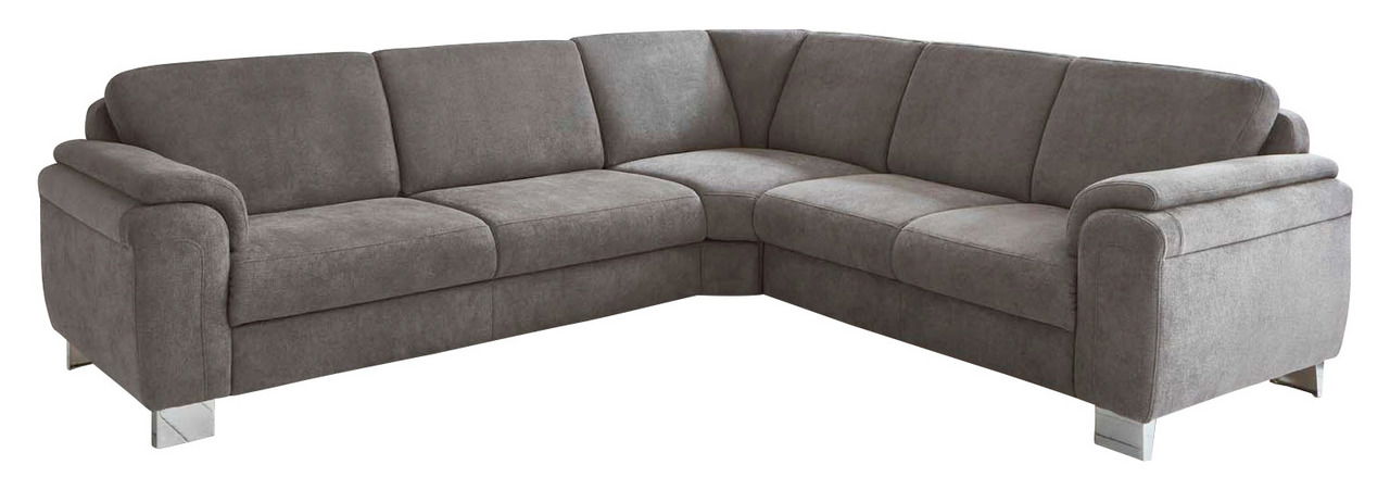 Graue Polsterrundecke in L-Form, Perspektive von vorne links