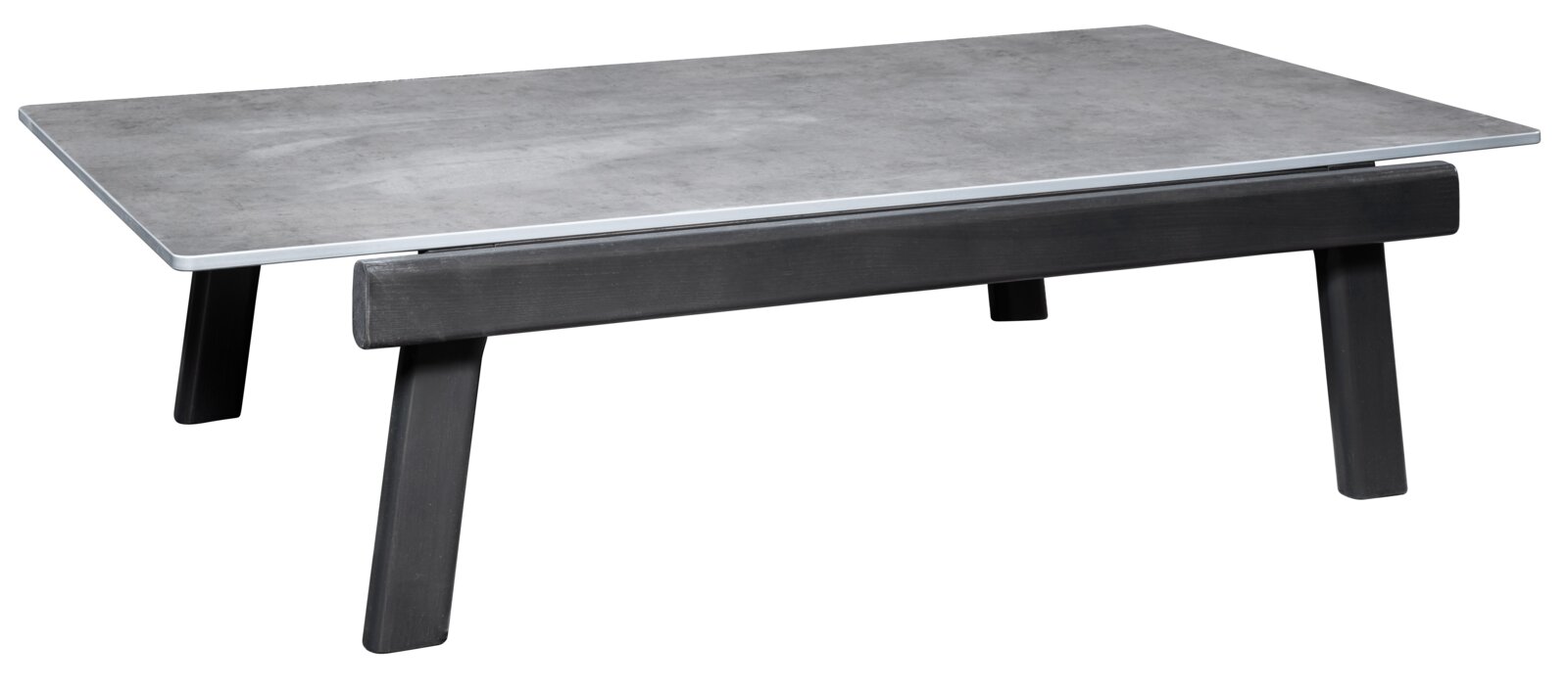 Dieter Knoll Loungetisch MARI Moderner Loungetisch mit grauer Tischplatte und schwarzen Beinen, seitliche Perspektive