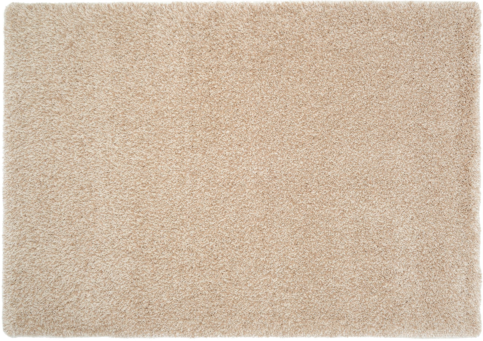 Beige Hochflor-Teppich in Draufsicht