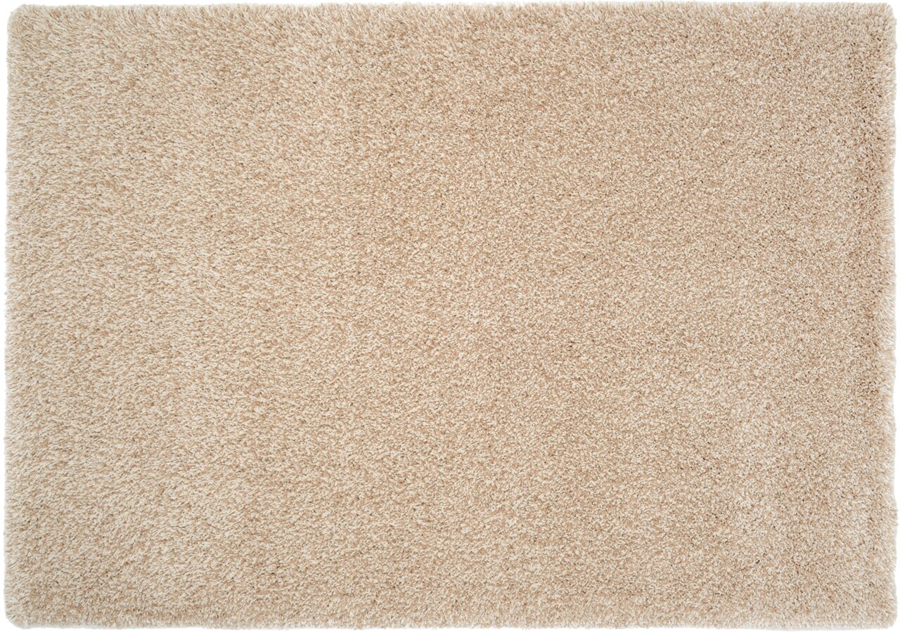 Beige Hochflor-Teppich in Draufsicht