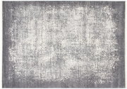 Designer Teppich in Grau- und Weißtönen mit abstraktem Muster, Draufsicht