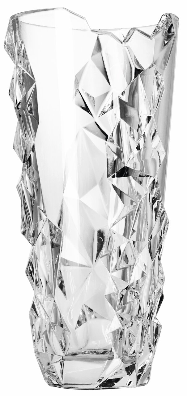 Nachtmann Vase 33cm SCULPTURE Kristallvase mit facettiertem Design, seitliche Perspektive