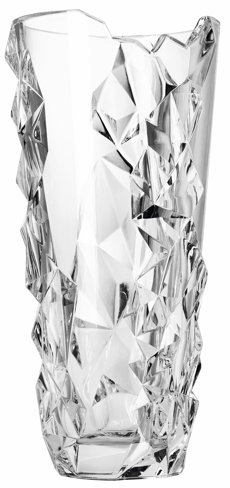 Nachtmann Vase 33cm SCULPTURE Kristallvase mit facettiertem Design, seitliche Perspektive