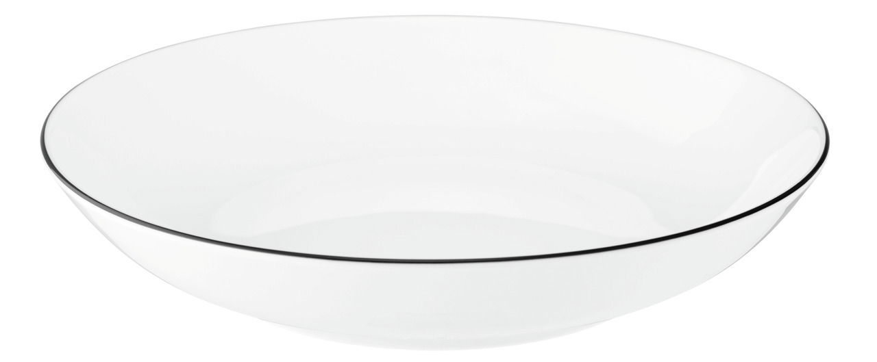 Seltmann Weiden Suppenteller Lido 21cm LIDO Weißer Suppenteller Lido 21cm mit schwarzem Rand, seitliche Perspektive