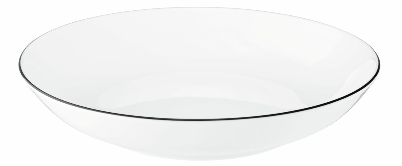 Seltmann Weiden Suppenteller Lido 21cm LIDO Weißer Suppenteller Lido 21cm mit schwarzem Rand, seitliche Perspektive