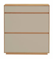 Moderner Schuhschrank aus Holz mit drei Fächern, Frontalansicht