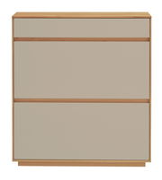 Moderner Schuhschrank aus Holz mit drei Fächern, Frontalansicht