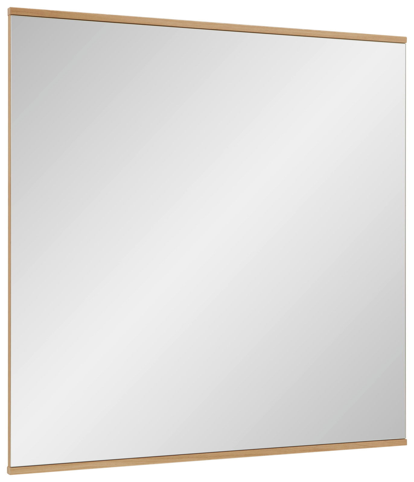 Rechteckiger Spiegel mit schmalem Holzrahmen, seitliche Perspektive