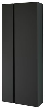 Schwarzer Hänge-Garderobenschrank mit zwei Türen, seitliche Perspektive