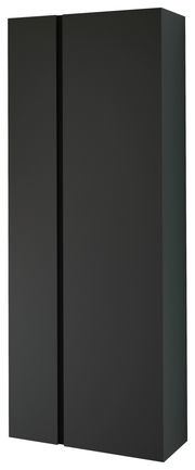 Schwarzer Hänge-Garderobenschrank mit zwei Türen, seitliche Perspektive