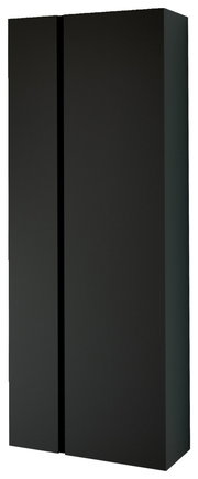 Schwarzer Hänge-Garderobenschrank mit zwei Türen, seitliche Perspektive
