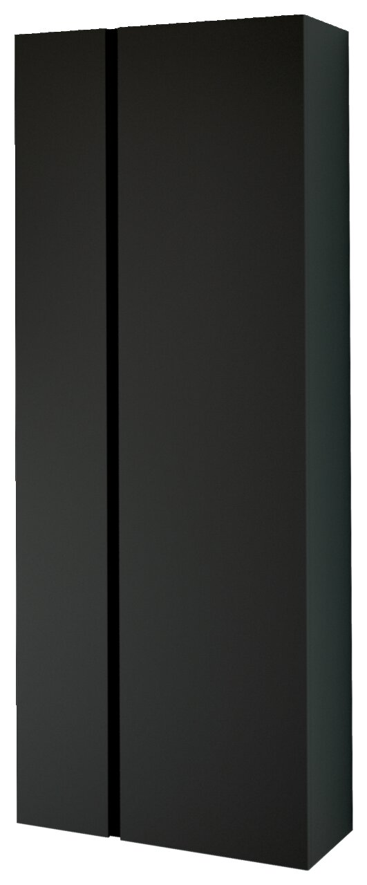Schwarzer Hänge-Garderobenschrank mit zwei Türen, seitliche Perspektive