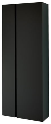 Schwarzer Hänge-Garderobenschrank mit zwei Türen, seitliche Perspektive