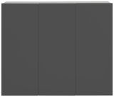 Moderner, dreitüriger Hängeschuhschrank in dunklem Grau, Frontalansicht