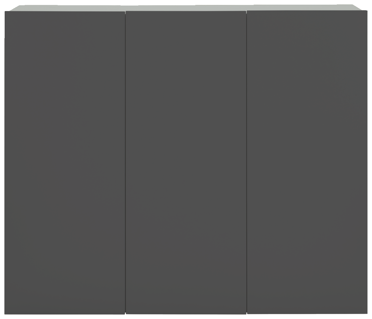 Moderner, dreitüriger Hängeschuhschrank in dunklem Grau, Frontalansicht