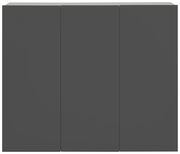 Moderner, dreitüriger Hängeschuhschrank in dunklem Grau, Frontalansicht