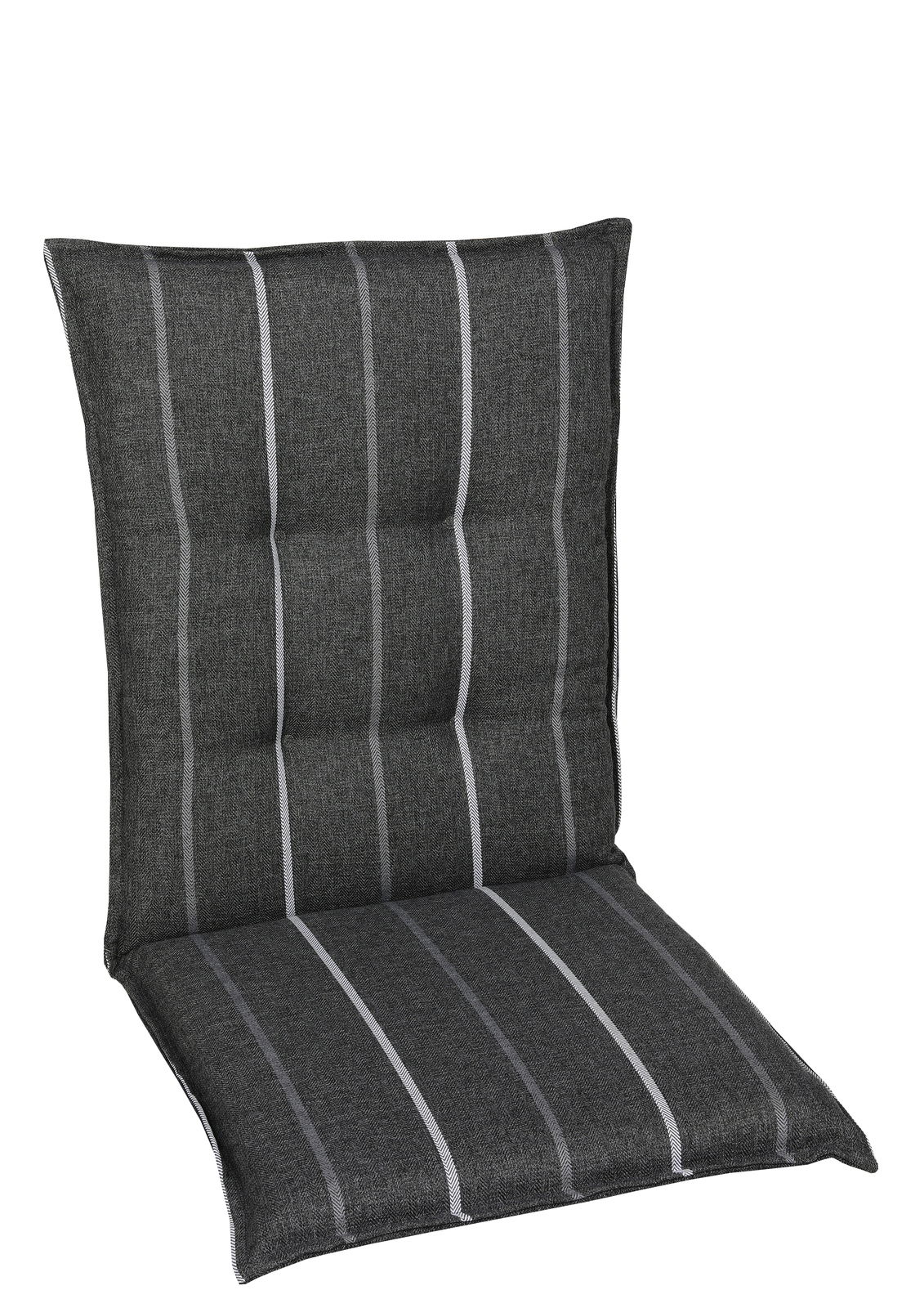 Graue Sesselauflage mit vertikalen Streifen, Vorderansicht