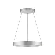 Moderne Pendelleuchte PURE E-CLIPSE in silberner Ringform, seitliche Perspektive