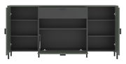 Frontansicht des geöffneten Sideboards SHIRLEY mit mehreren Fächern und Schubladen.