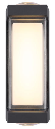 LED-Außenwandleuchte in rechteckigem Design, frontal abgebildet