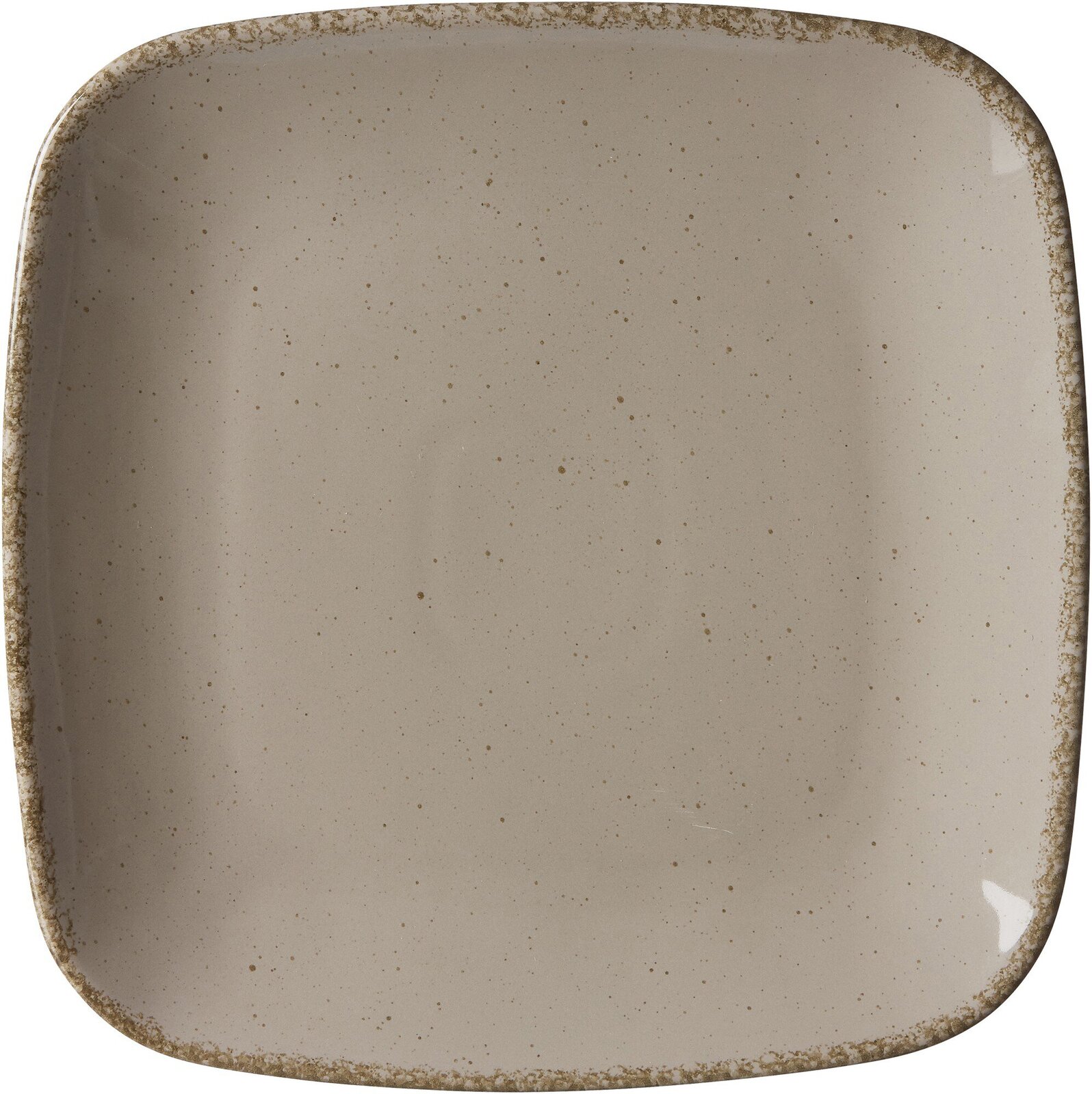 Quadratischer Dessertteller Casa 22cm in Grau mit gesprenkeltem Design, Draufsicht