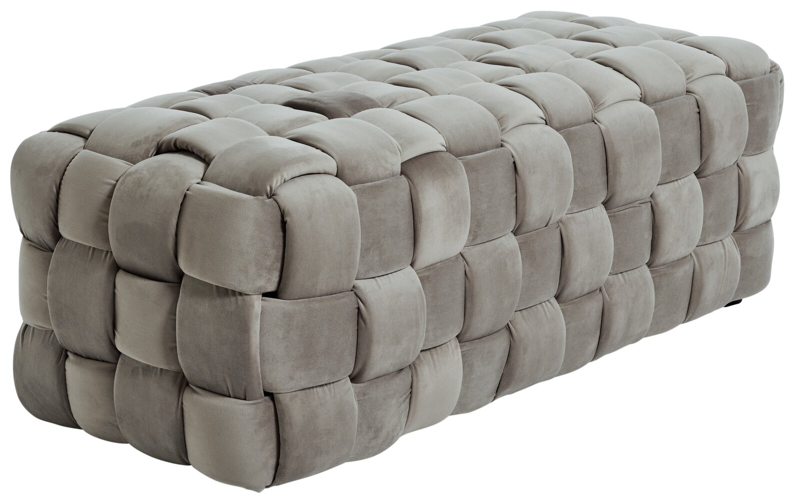 Jahnke Hocker WEB ART Rechteckiger, gepolsterter Hocker in geflochtener Optik, seitliche Perspektive