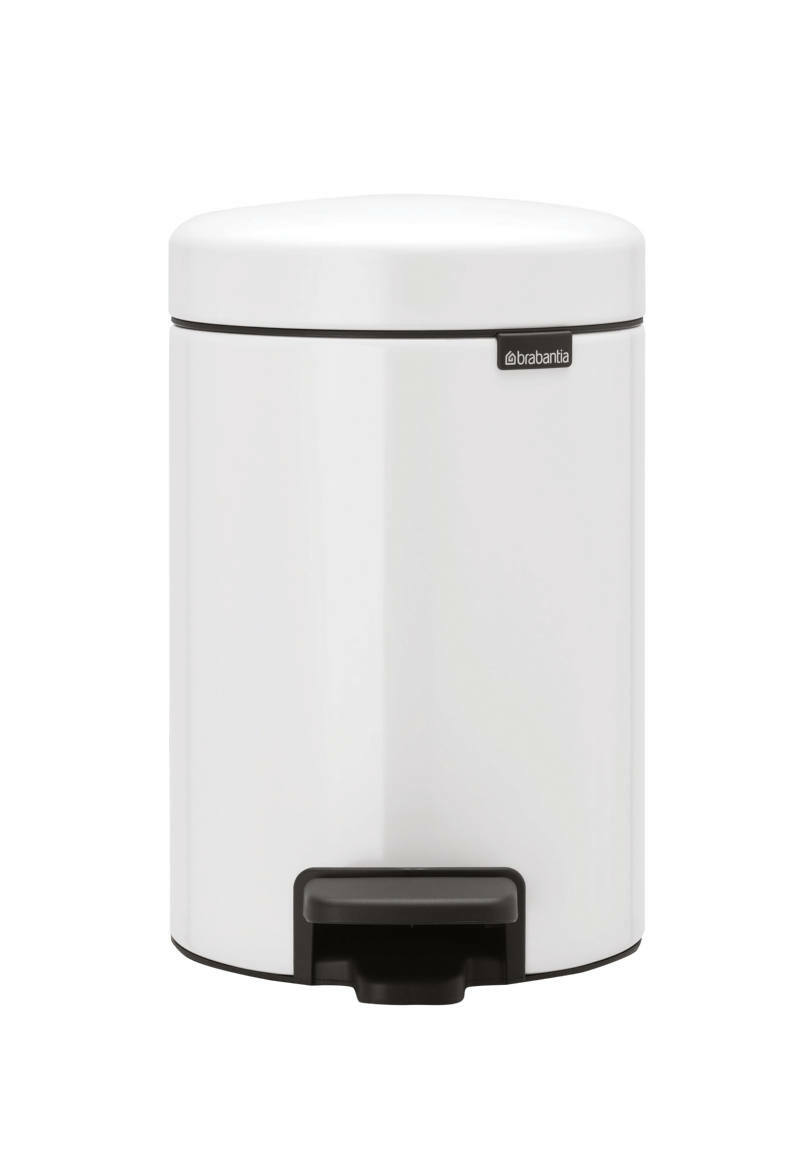 Brabantia Treteimer 3L, White NEWLCON Weißer Treteimer mit 3 Litern Fassungsvermögen, frontal abgebildet