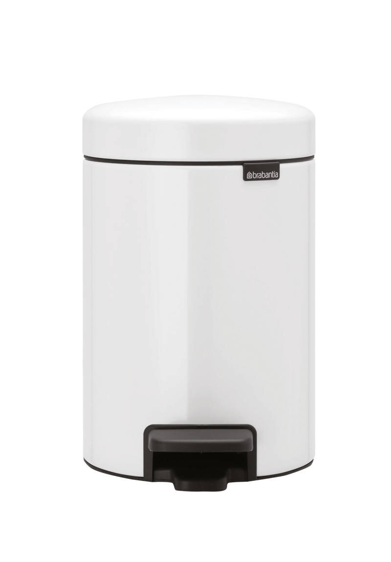 Weißer Treteimer mit 3 Litern Fassungsvermögen, frontal abgebildet