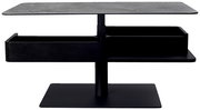 Moderner Couchtisch mit zwei Ebenen und Stauraum, seitliche Perspektive