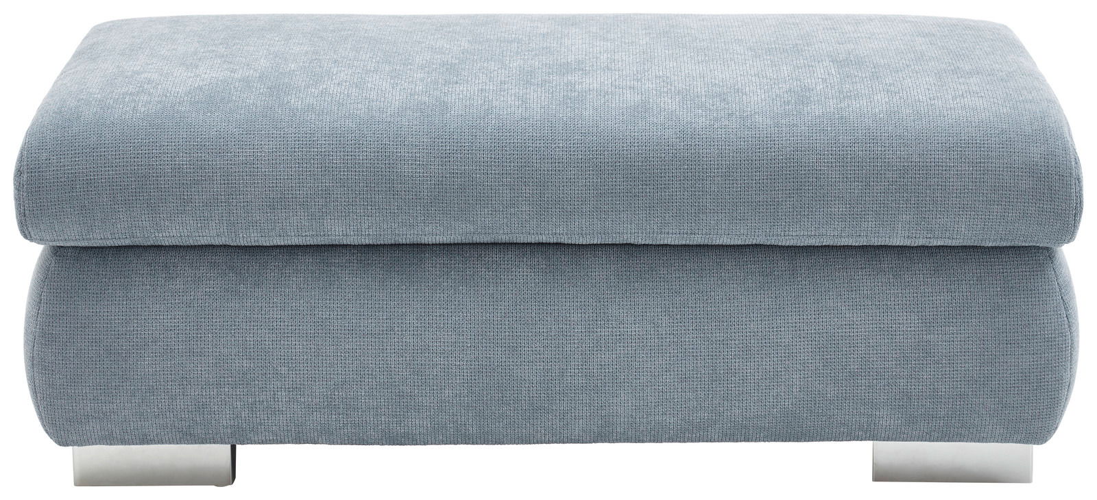 XXL-Hocker in hellblauem Stoff, frontal fotografiert