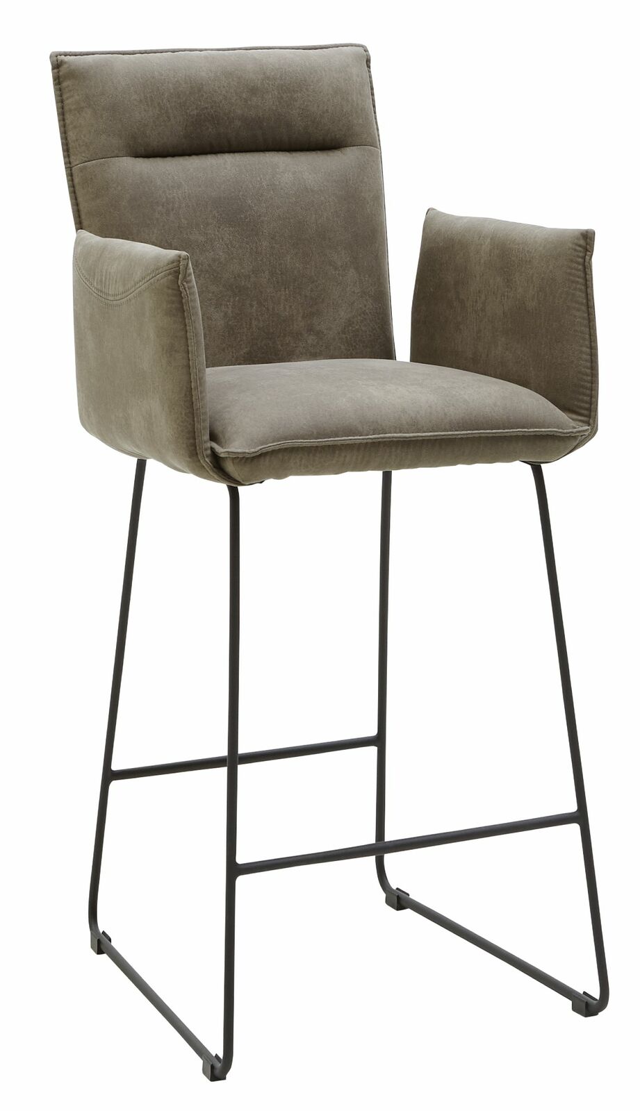 Valnatura Barsessel SCALA Barsessel mit gepolstertem Sitz und Rückenlehne in Olivgrün, Metallbeine, seitliche Perspektive