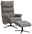 Grauer Relaxsessel mit Hocker, seitliche Perspektive