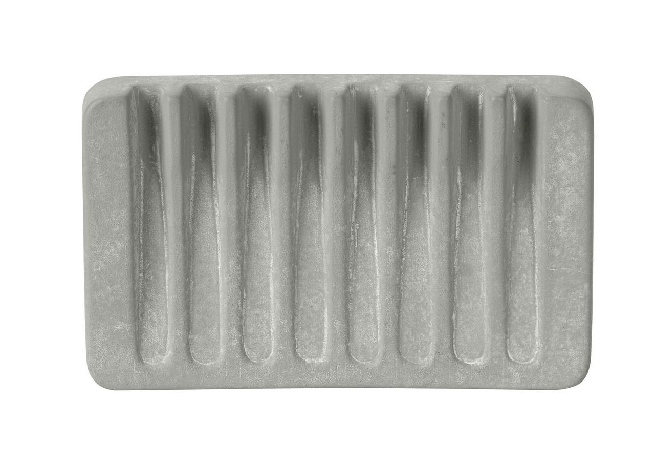Keramik Seifenablage Londa in rechteckiger Form mit Rillenstruktur, Ansicht von oben