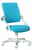 Moderner blauer Drehstuhl mit ergonomischem Design, seitliche Perspektive