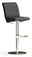 Novel Barhocker BARBECOOL Moderner Barhocker mit schwarzem Sitz und Rückenlehne aus Leder, verstellbarer Höhe und verchromtem Fußgestell, seitliche Perspektive