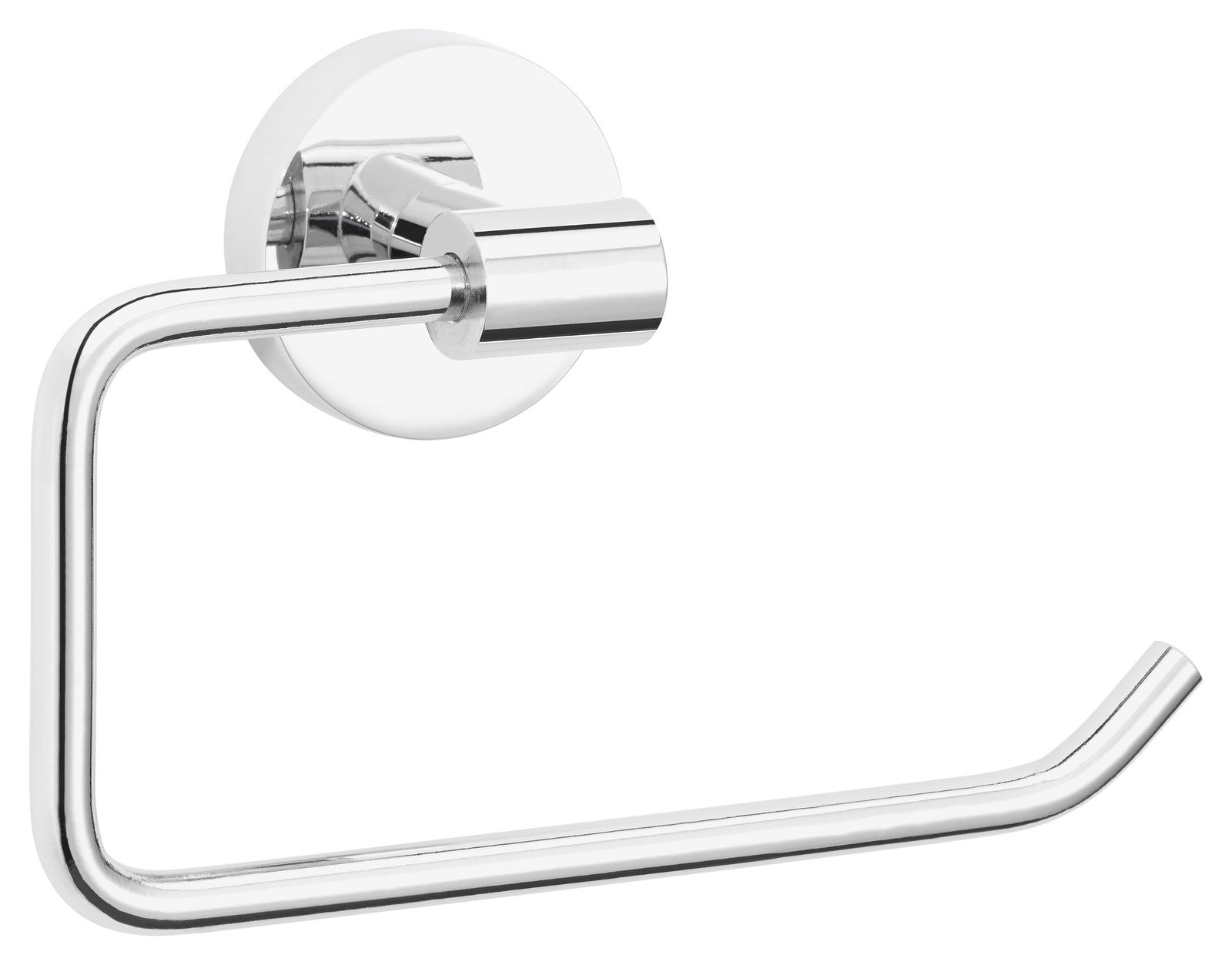 Tesa Toilettenrollenhalter EXXCELLENT Moderner, verchromter Toilettenpapierhalter in seitlicher Perspektive.