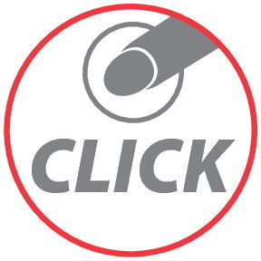 Symbol eines Klick-Mechanismus in einer kreisförmigen Darstellung, von oben betrachtet.