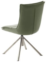 Moderner grüner Stuhl mit Metallbeinen, Rückansicht